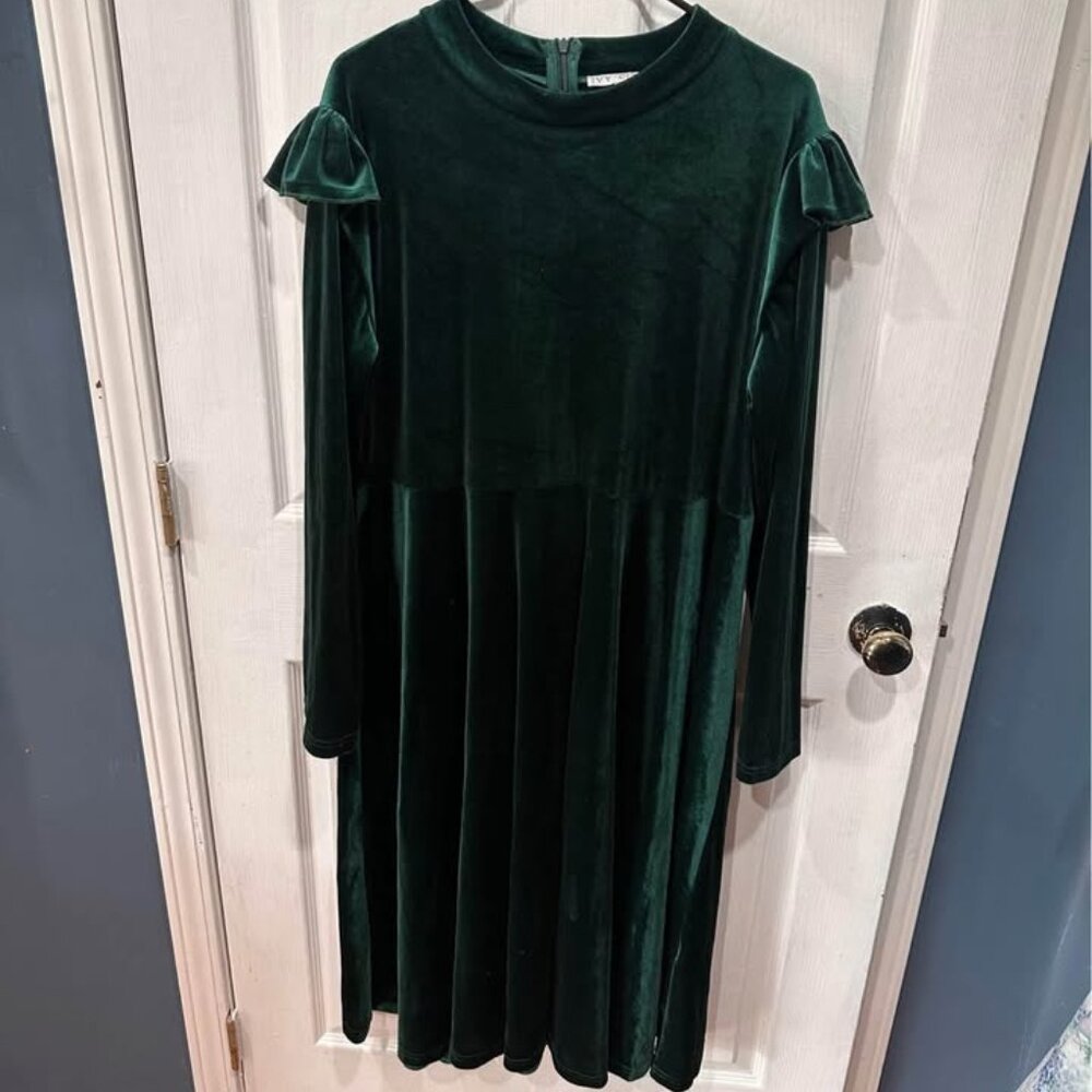 Ivy City Co Emerald Green Fit & Flare Midi Dress 2X Plus Size